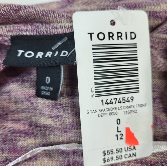 NWT Torrid Purple Spacedye Drape Front Cardigan - Picture 5 of 5